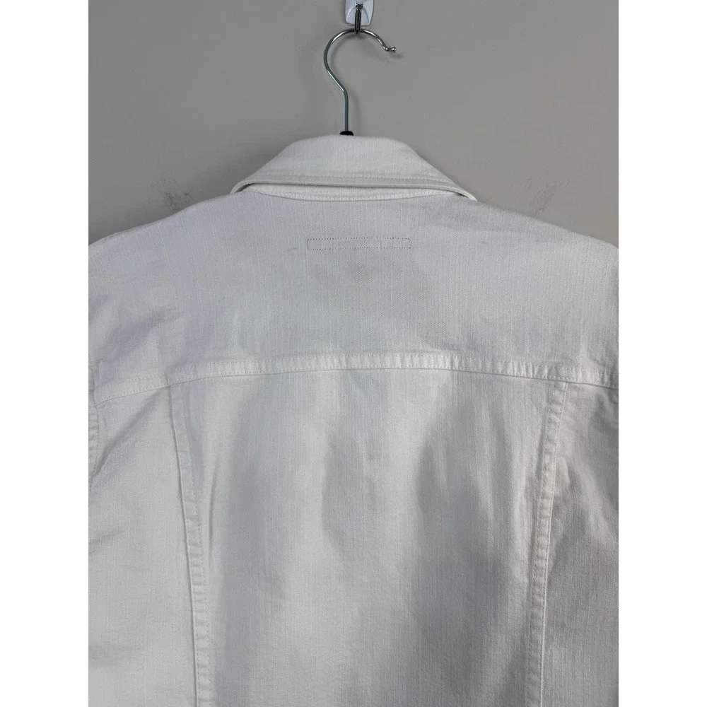 Ralph Lauren Sport Denim Jacket Women's Medium White Cotton Blend Trucker Jacket - Picture 4 of 7